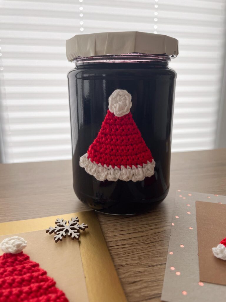 santa hat crochet christmas card