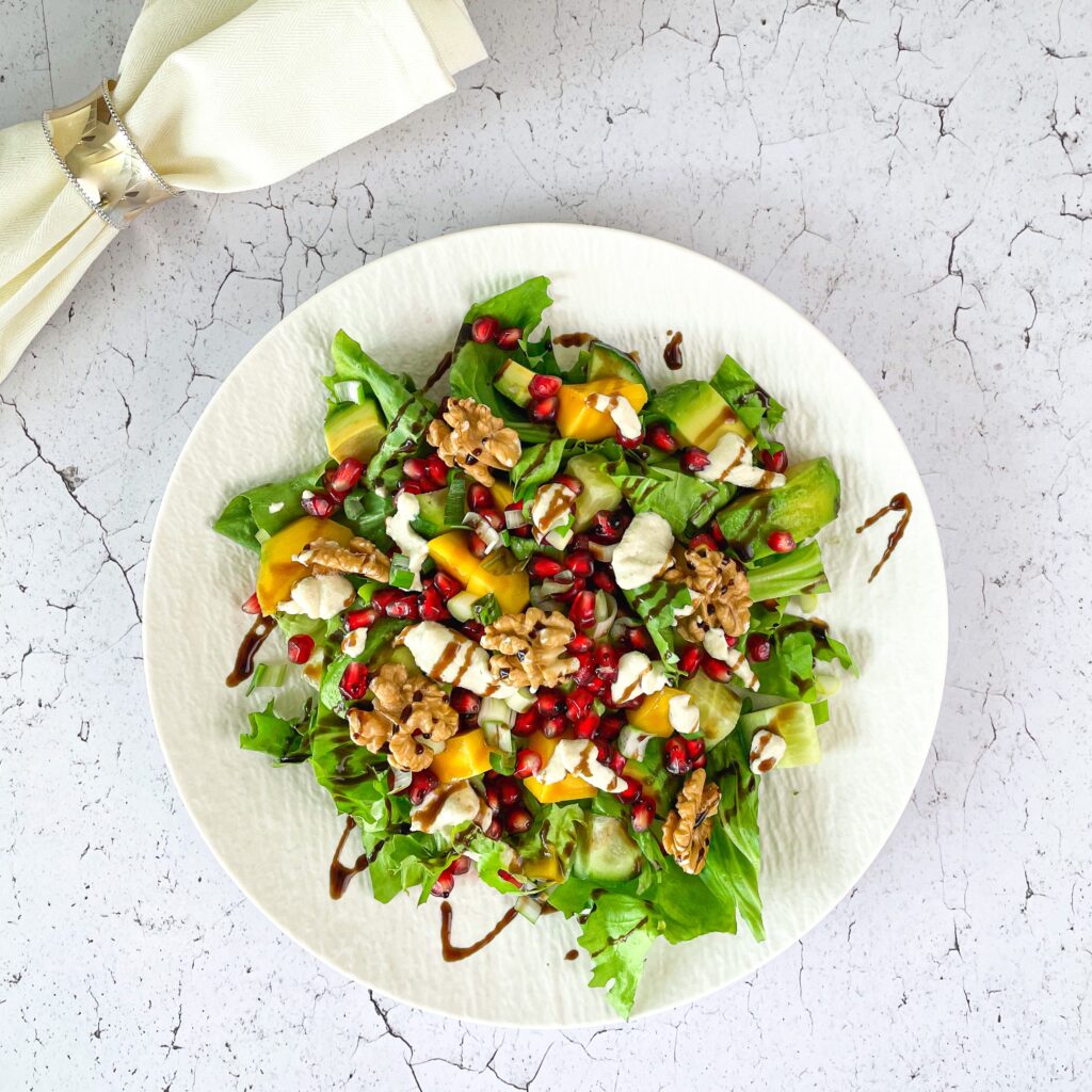 Creamy and Crunchy Mango and Pomegranate Salad - a little love
